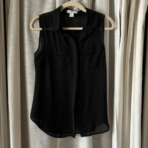 Cotton On Black Sleeveless Button-Up Blouse